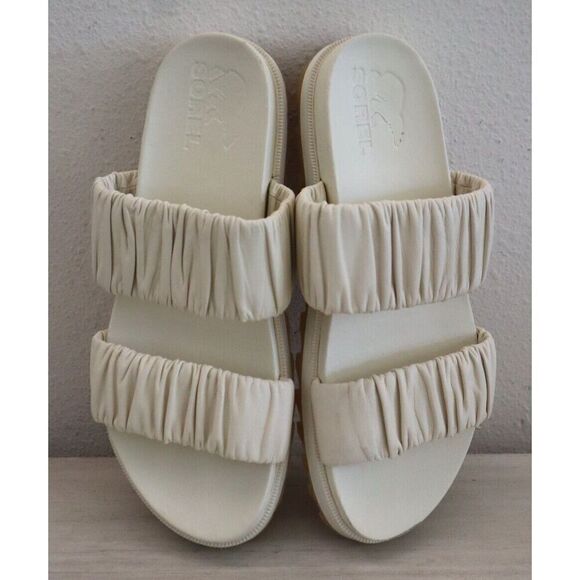 Sorel Women's Sz 9.5 Chalk, Gum / Off White Roaming Two Strap Slide Sandals - Picture 2 of 11